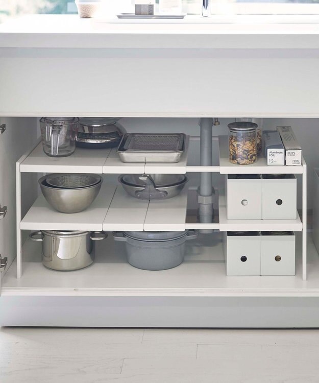 tower 伸縮シンク下ラック 2段 タワー D40 ホワイト ホワイト