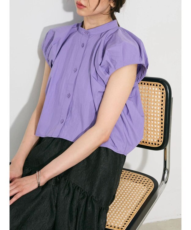 Green Parks タックデザインショート丈シャツ Purple