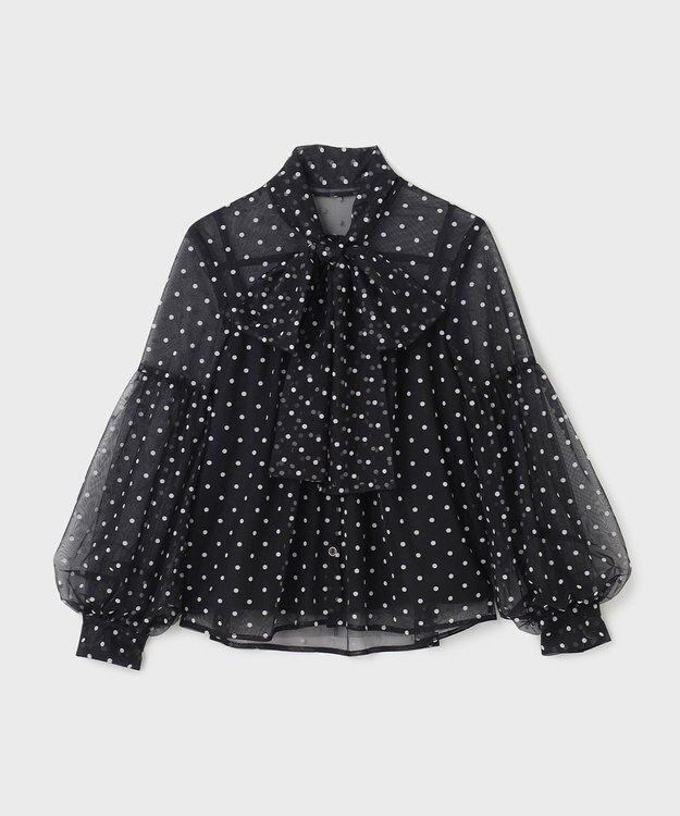 GRACE CONTINENTAL チュールドットボウタイブラウス ブラック