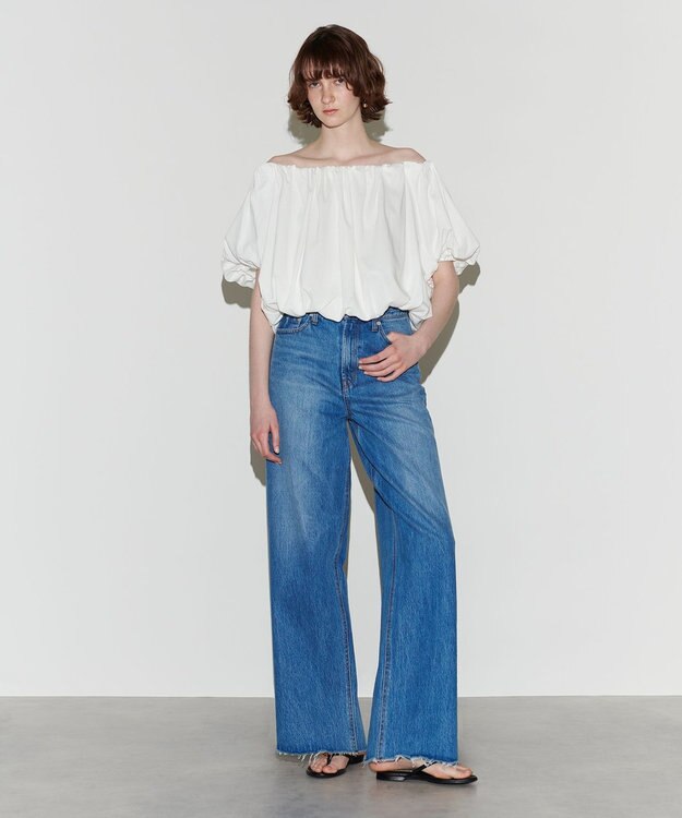 NAVE 【Nave 　洗える・接触冷感】クロップドジャージーブラウス アイボリー系