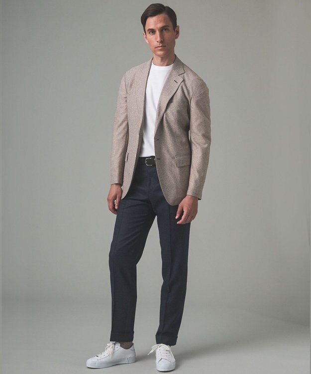 GOTAIRIKU 【保温性/ストレッチ/シワになりにくい】サキソニーストレッチパンツ（ノータック） ネイビー系