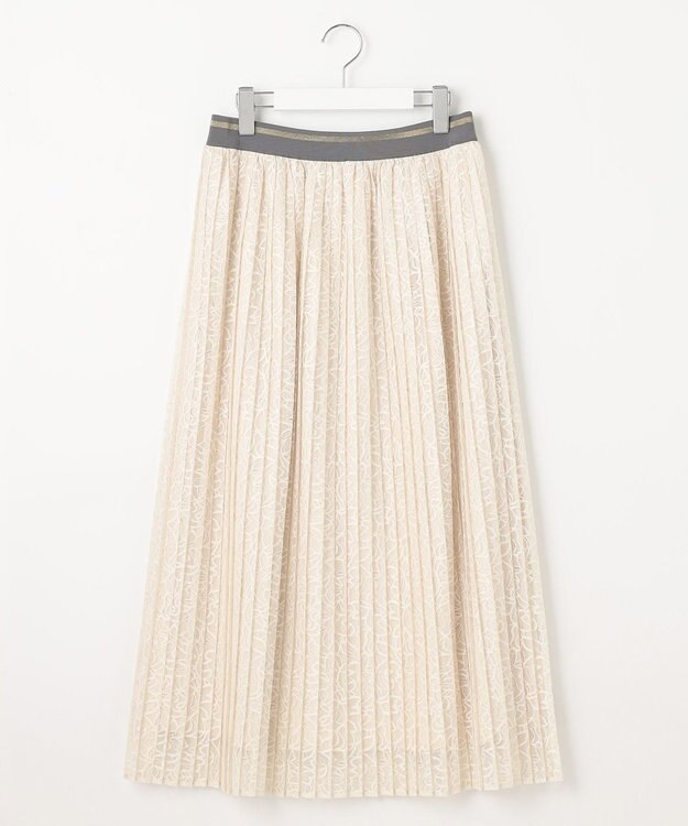 自由区 L 【セットアップ対応・ウエストゴム・洗える】ラッセルレース  スカート ベージュ系