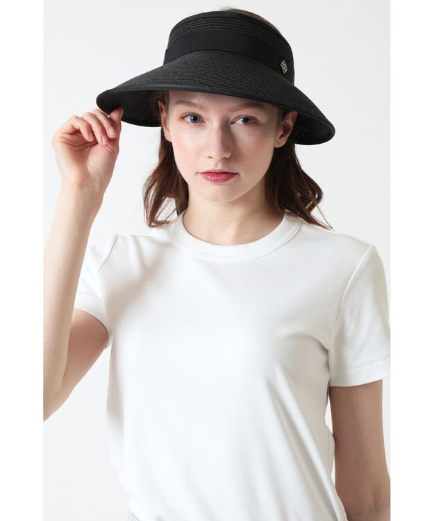 DAKS DAKS GOLF バックリボン 天然草ワイドバイザー ブラック