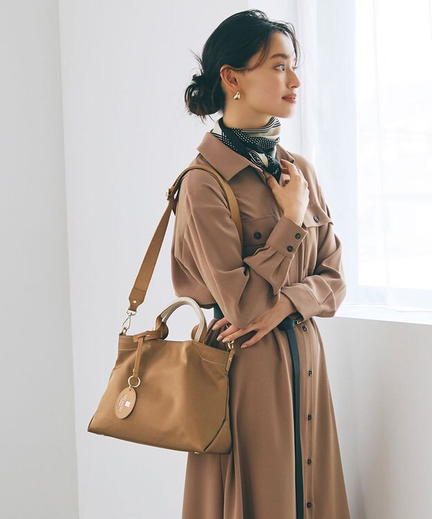 TOPKAPI 【TREASURE TOPKAPI】】ストライプハンドル ナイロン 2way ミニ トートバッグ キャメル