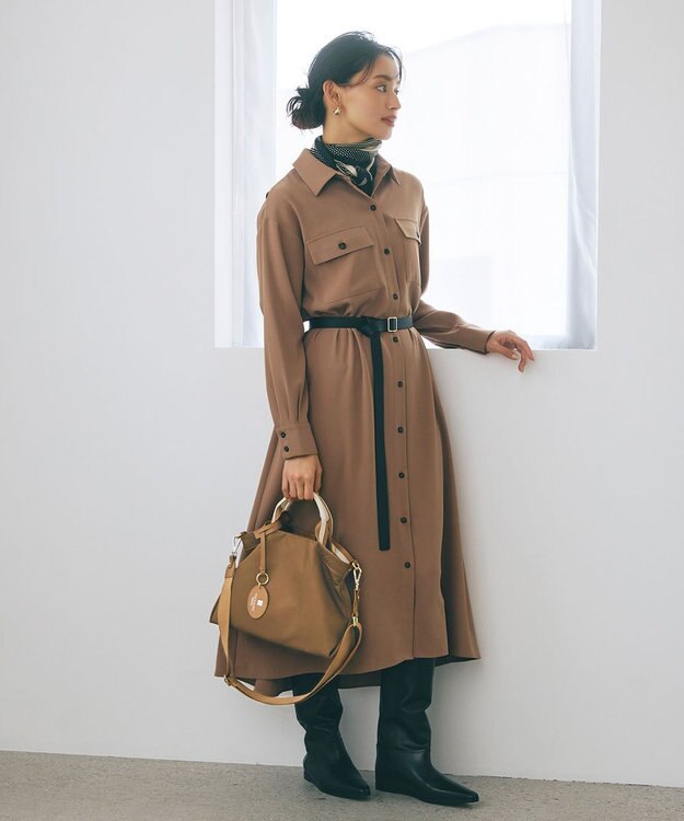 TOPKAPI 【TREASURE TOPKAPI】】ストライプハンドル ナイロン 2way ミニ トートバッグ キャメル