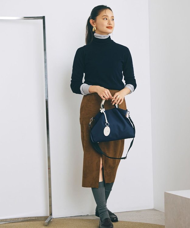 TOPKAPI 【TREASURE TOPKAPI】】ストライプハンドル ナイロン 2way ミニ トートバッグ ネイビー