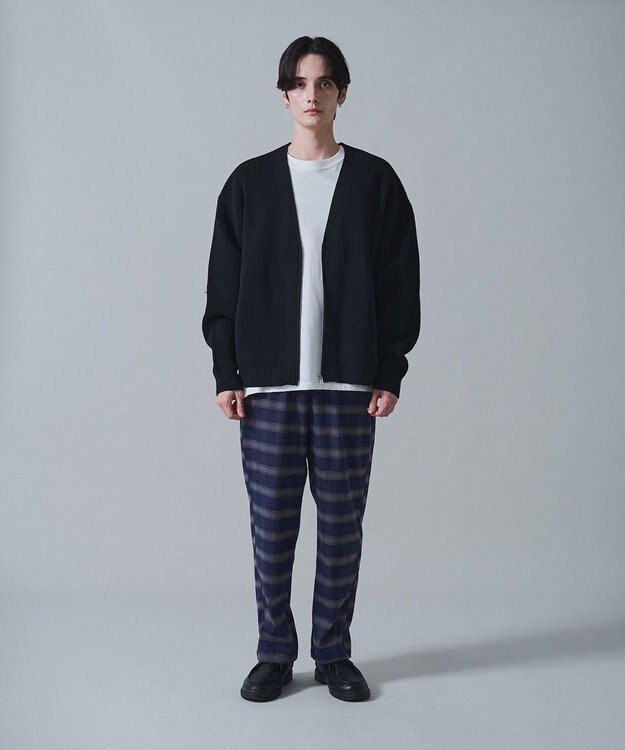 WEGO チェックテーパードスラックス ブルーチェック1