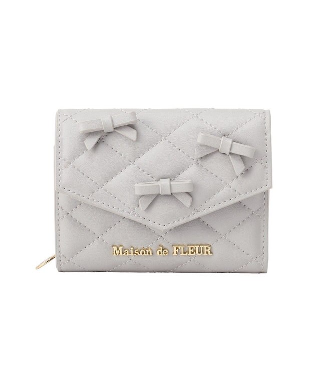 Maison de FLEUR ロンバスキルトリボンウォレット Grayish Blue