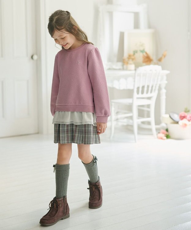 組曲 KIDS 【110-140㎝】グレンチェック キュロット モノトーン