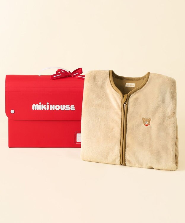 MIKI HOUSE HOT BISCUITS マイクロファー素材 スリーパー ギフトセット【BOX付き】 ベージュ