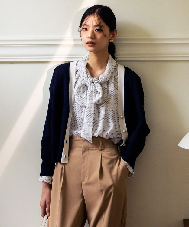 組曲 S 【アンサンブル対応可】CHAIニット バイカラーカーディガン ネイビー系