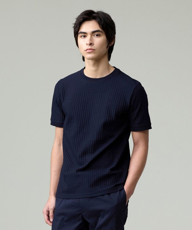 J.PRESS MEN シンプルかつアクセントの効いたデザインが魅力【UVカット / 吸水速乾】【J.PRESS PREMIUM JERSEY】リンクスチドリTシャツ ネイビー系