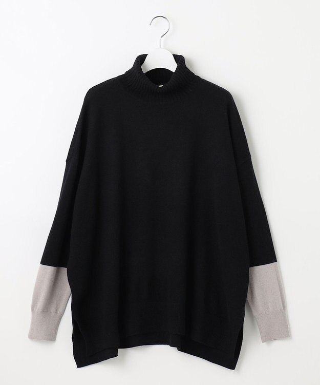 自由区 【洗える】セミウーステッドウール タートルネックニット ブラック系1