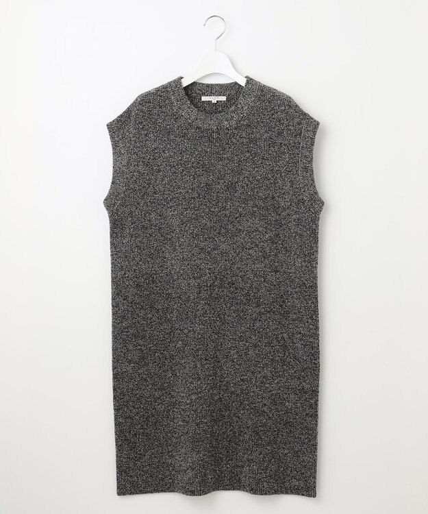 23区 【SLOW/一部店舗限定】ニットトータル スリーブレス ワンピース オフ×ブラック杢