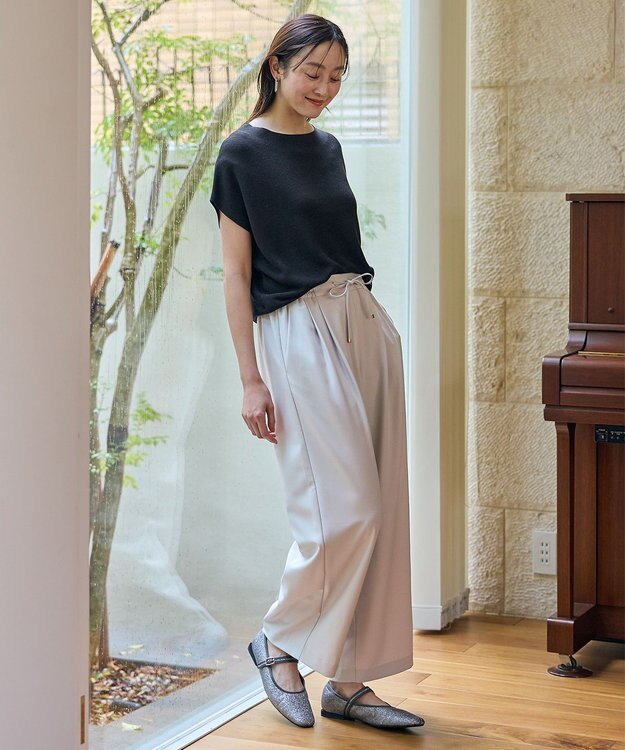 ANY 【ウエストゴム】イージーケアライトストレッチワイドパンツ ベージュ