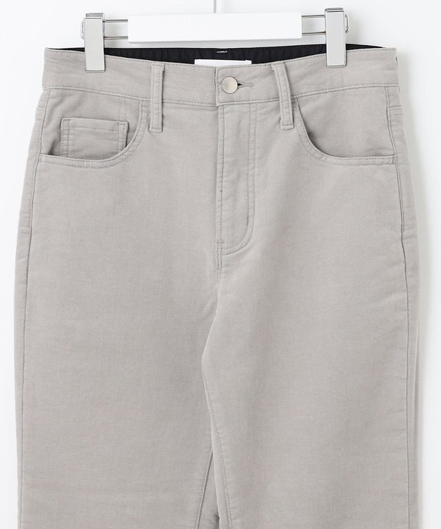 自由区 【洗える】リブレスコール ストレートパンツ ライトグレー系