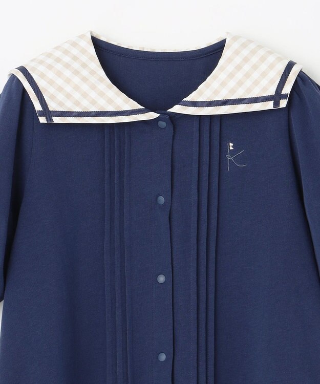 組曲 KIDS 【110-140㎝】ギンガムセーラー ブラウス ネイビー系