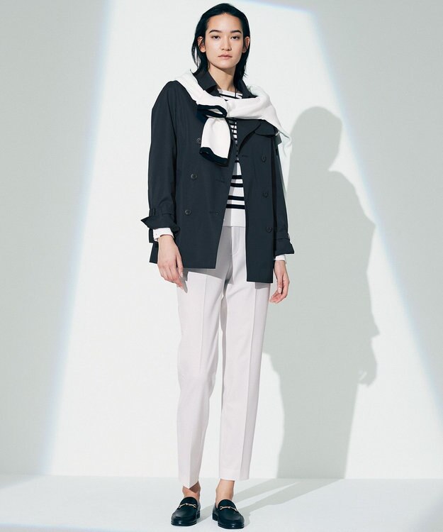 23区 S 【洗える】ラスターコットンポリエステル ボーダー ニット ブラックボーダー