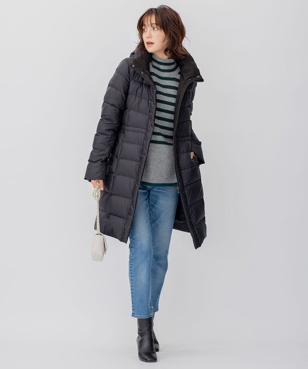 23区 【洗える】シレータフタ ロング ダウンコート ブラック系