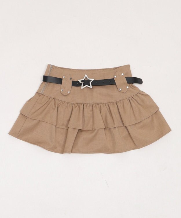 WEGO スターベルト付きティアードスカパン ベージュ