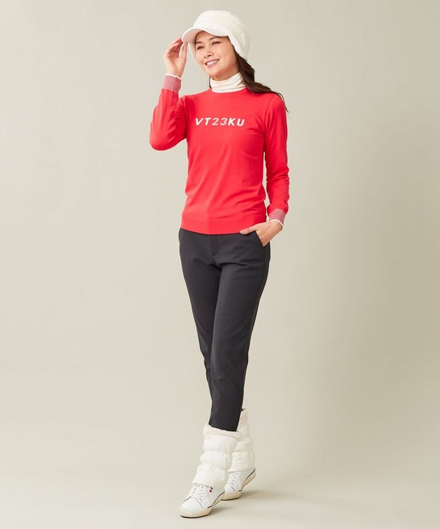 23区GOLF 冬の暖かボトム【WOMEN】ボンディング テーパードパンツ ネイビー系