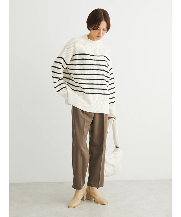 Green Parks ｍｏｋｏモール畦編みモックネックプルオーバー Border