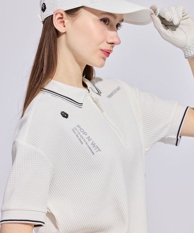 PW CIRCULUS 【WOMEN】ワッフルハーフジップポロ 2026年モデル ゴルフウェア レディース ホワイト系