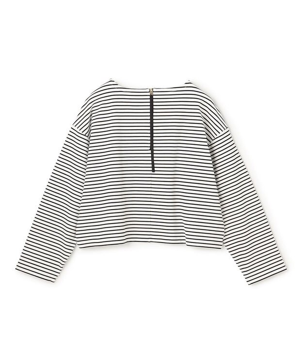 UNFILO L ハイツイストスムース バックZIP ボーダートップス オフ×ブラック