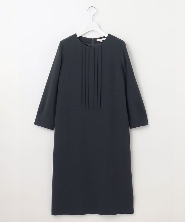 自由区 【セットアップ対応・洗える】トリアセダブルクロス ワンピース ネイビー系