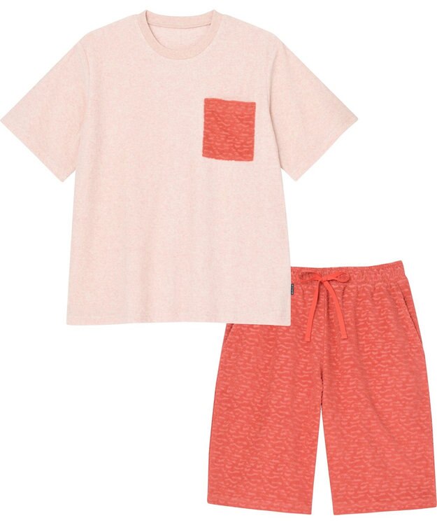 WACOAL MEN WEB限定　ルームウェア　半袖　ひざ上丈　綿混（本体）　前閉じ　/ブロス　GH3301 オレンジ