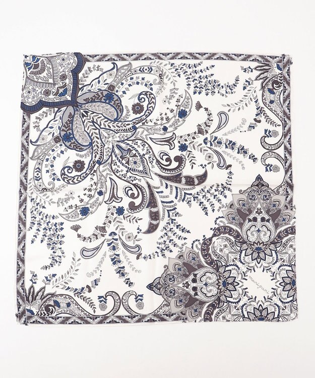 23区 【CLASSY.6月号掲載】manipuri サラサシルク スカーフ グレープリント