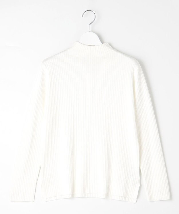 J.PRESS LADIES 針抜きフライス ボトルネック リブ カットソー ホワイト系