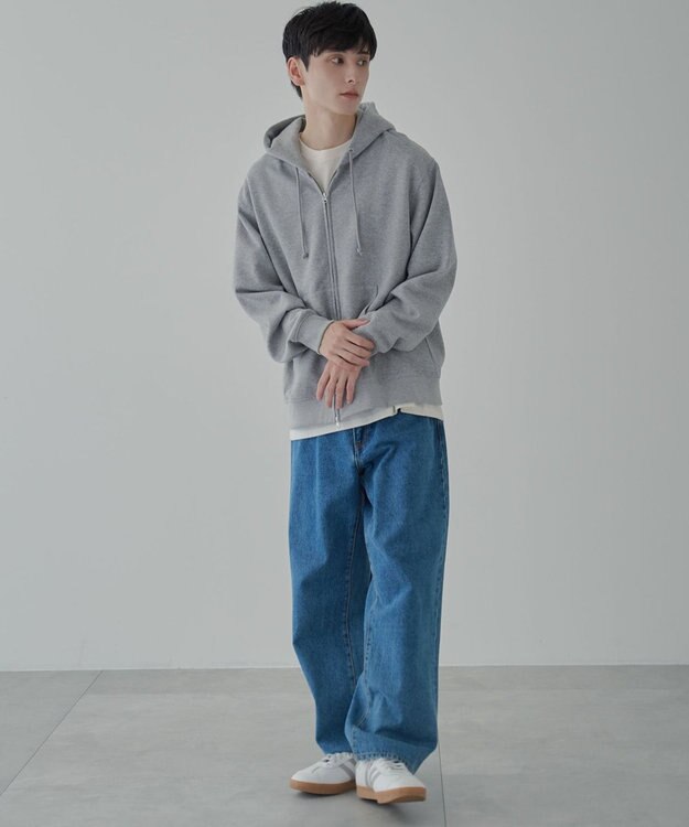 WEGO 【ユニセックス着用ITEM/SMLサイズ展開】リラックスフィットダブルZIPパーカー 杢グレー