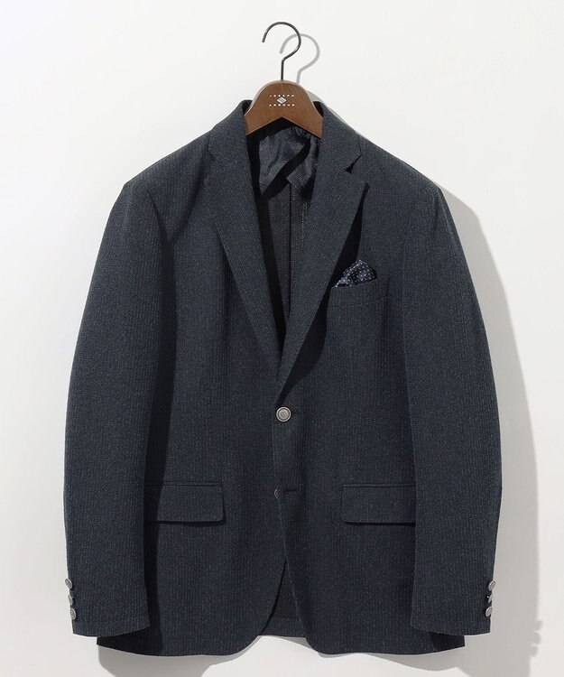 JOSEPH ABBOUD 【JAPANファブリック/清涼/軽量】和紙ラッセルジャージー ジャケット ネイビー系