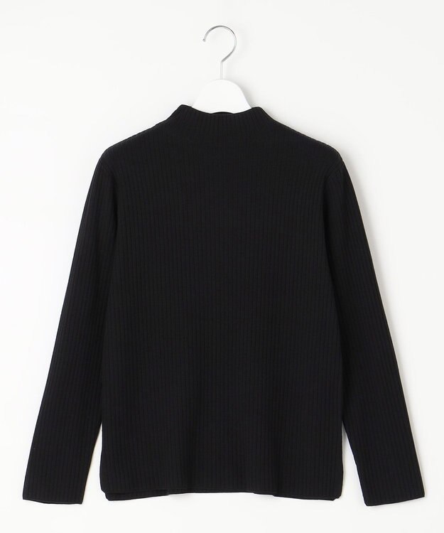 J.PRESS LADIES 針抜きフライス ボトルネック リブ カットソー ブラック系