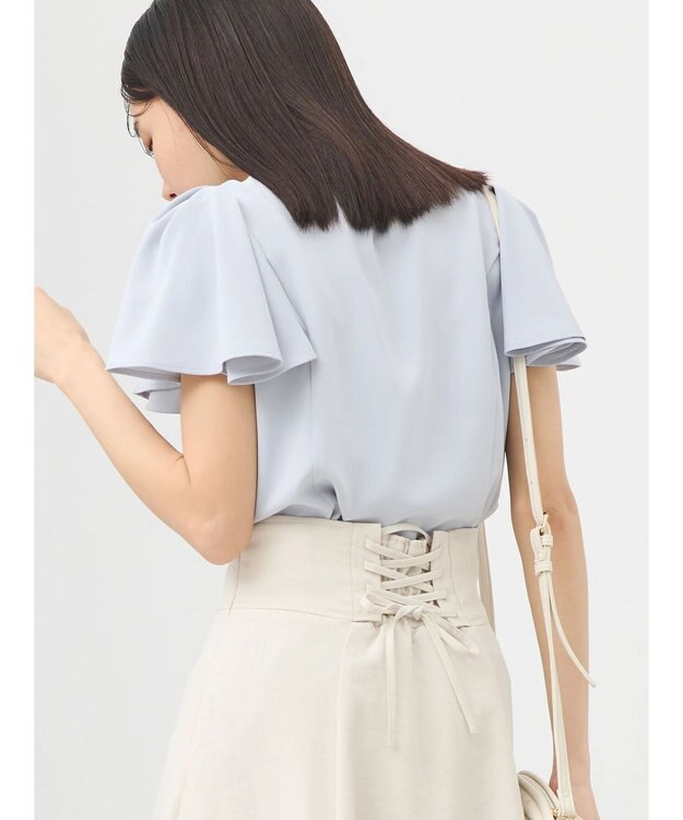 earth music&ecology ラッフルブラウス Light Gray