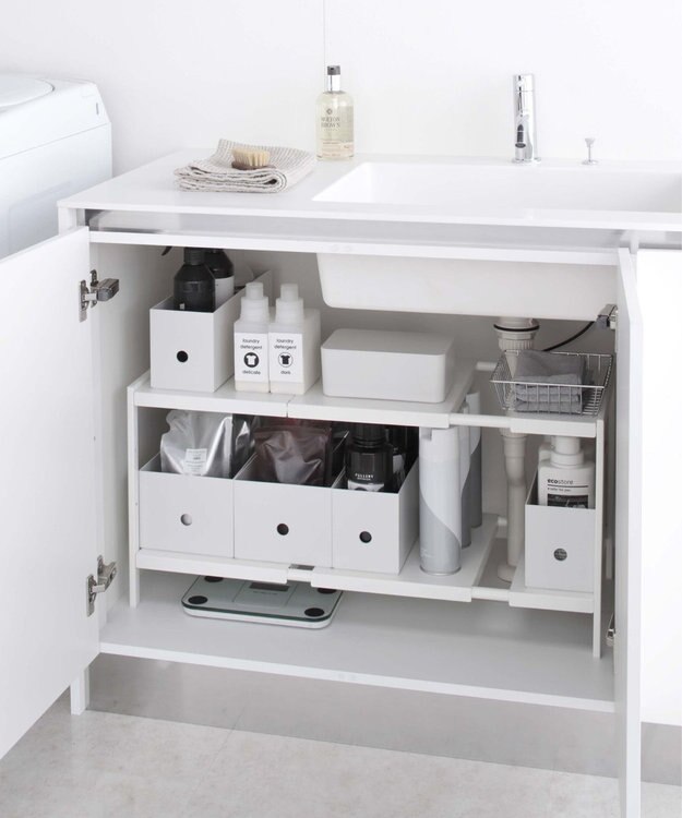 tower 伸縮シンク下ラック 2段 タワー D40 ホワイト ホワイト