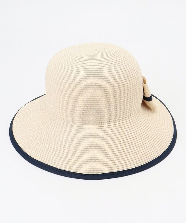 ANY SIS 【洗える】リボンブレード ハット アイボリーベージュ×ネイビー