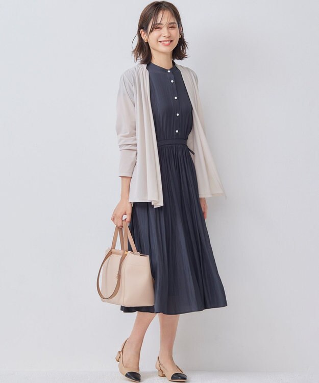 組曲 L 【冷房対策】パウダリージョーゼットカーディガン ライトベージュ系