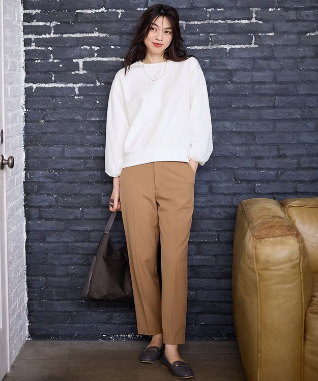 ANY 【洗濯機可/ストレッチ/ウエストゴム/裏起毛】マルチファンクションストレッチテーパードパンツ キャメル