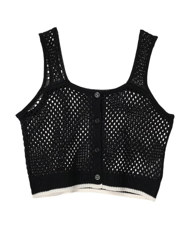 CRAFT STANDARD BOUTIQUE 配色メッシュニットビスチェ Black