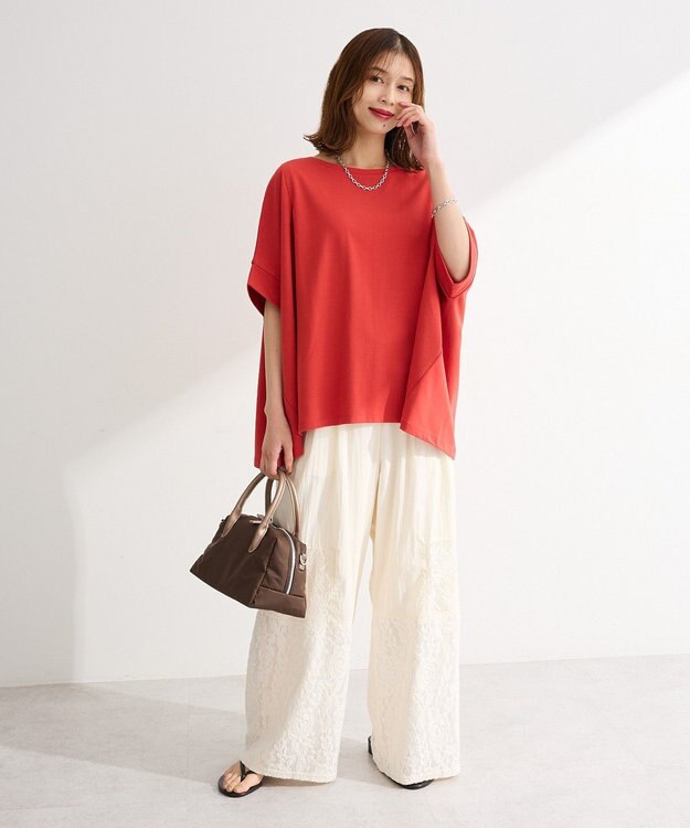 Green Parks 超冷感タック入りオーバーサイズプルオーバー Red