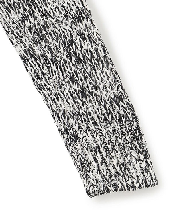 BEIGE， 【洗える】THYME / クルーネックコットンメッシュカーディガン Ecru×Black