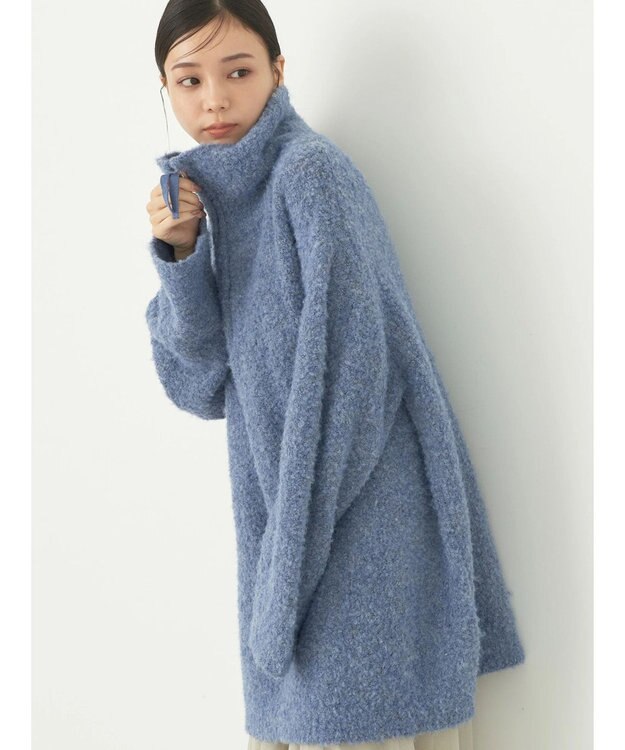 earth music&ecology ブークレハーフジップミニワンピース Dark Blue