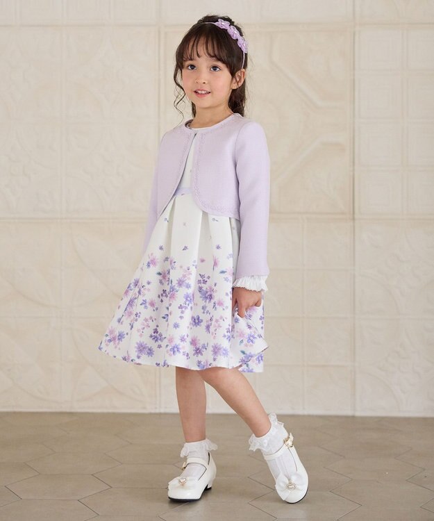 ANY KIDS ノーカラー ボレロジャケット ラベンダー