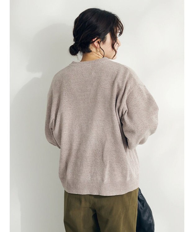 CRAFT STANDARD BOUTIQUE 洗えるコードモールクルーネックカーデイガン Gray Beige