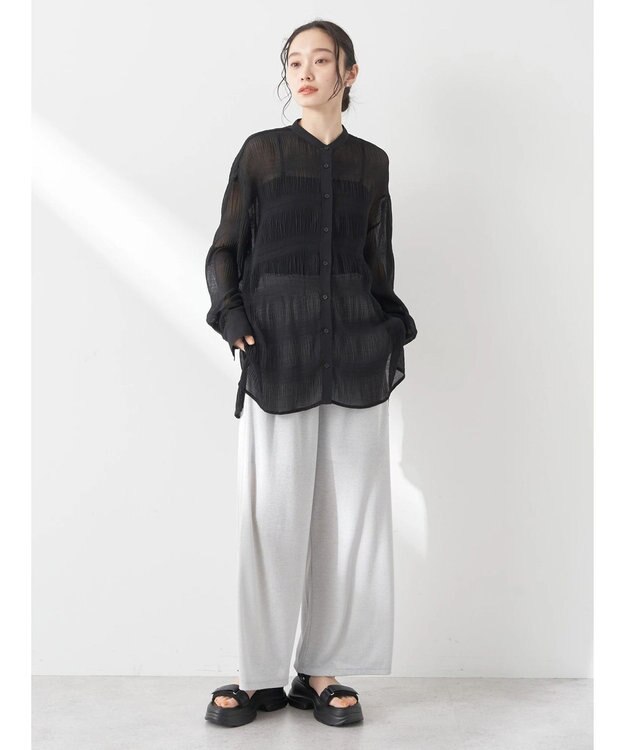 earth music&ecology クシュクシュシアーシャツ Black