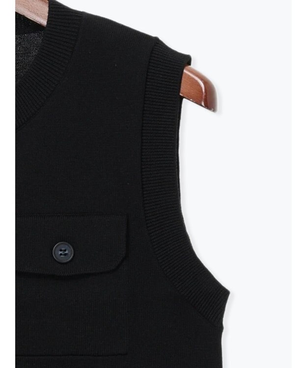 Te chichi ポケット付きニットベスト ブラック