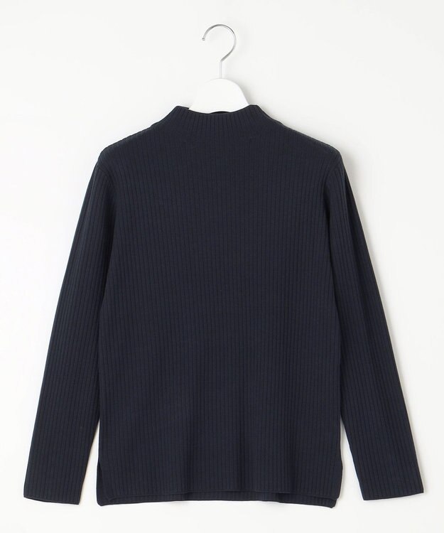 J.PRESS LADIES 針抜きフライス ボトルネック リブ カットソー ネイビー系