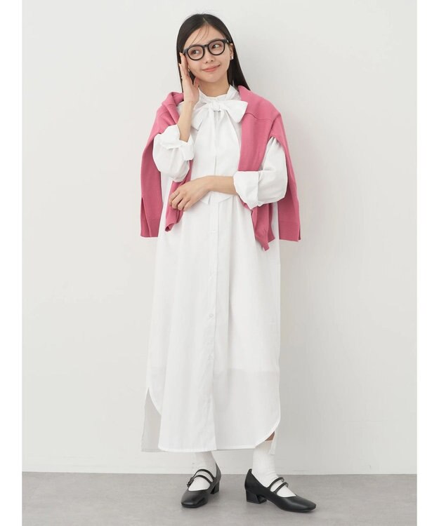 earth music&ecology ボウタイシャツワンピース Off White